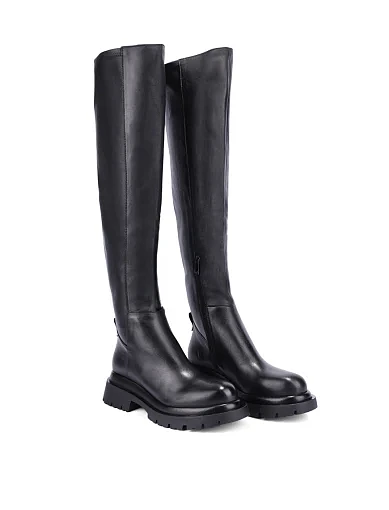 Женские ботфорты кожаные черные - фото 3 - Miraton