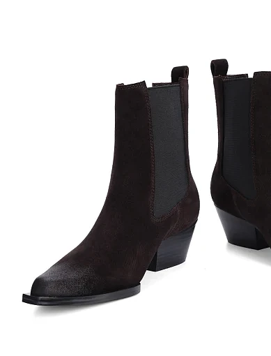 Женские ботинки челси MIRATON велюровые коричневые - фото 2 - Miraton