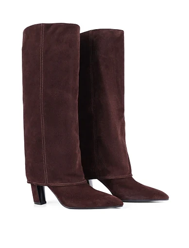 Женские сапоги MIRATON велюровые коричневые - фото 3 - Miraton