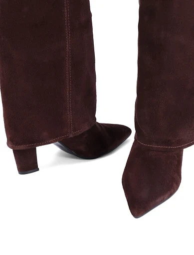 Женские сапоги MIRATON велюровые коричневые - фото 5 - Miraton