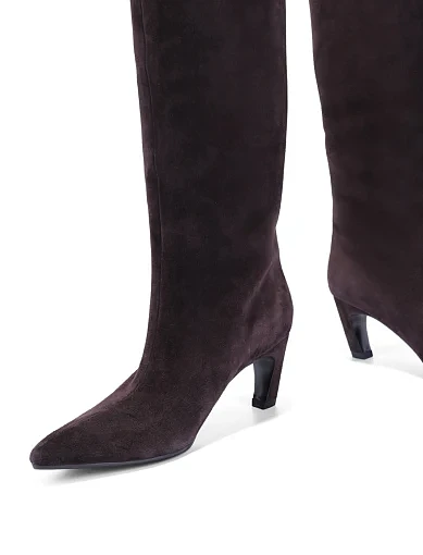 Жіночі чоботи MIRATON велюрові коричневі - фото 3 - Miraton