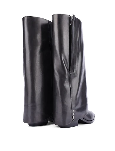 Жіночі чоботи шкіряні чорні(RY932K-1452) - фото 4 - Miraton