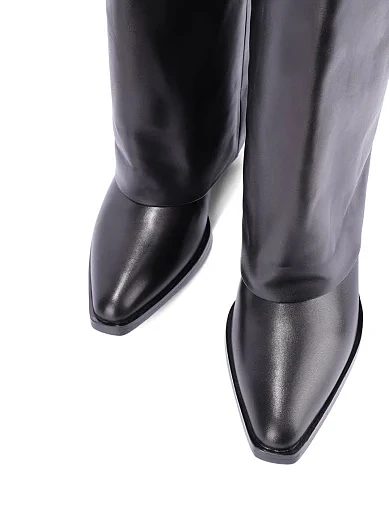 Жіночі чоботи шкіряні чорні(RY932K-1452) - фото 5 - Miraton
