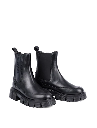 Жіночі черевики Love Moschino шкіряні чорні - фото 3 - Miraton