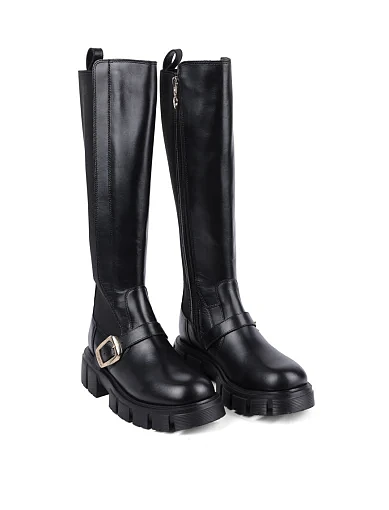 Жіночі чоботи Love Moschino шкіряні чорні - фото 3 - Miraton