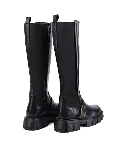 Жіночі чоботи Love Moschino шкіряні чорні - фото 4 - Miraton