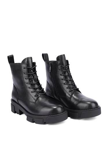 Женские ботинки кожаные черные - фото 4 - Miraton