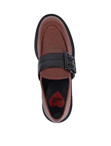 Жіночі туфлі Love Moschino шкіряні коричневі - фото 5 - Miraton