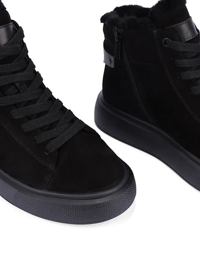 Жіночі черевики з нубуку чорні - фото 5 - Miraton