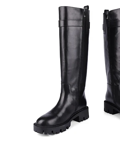 Женские сапоги MIRATON кожаные черные - фото 2 - Miraton