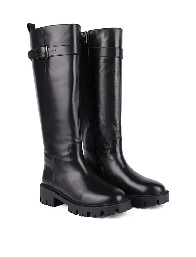 Женские сапоги MIRATON кожаные черные - фото 3 - Miraton