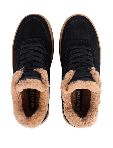 Жіночі кеди велюрові чорні(H2582B-6-3M) - фото 2 - Miraton