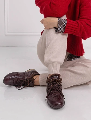 Жіночі кросівки MIRATON шкіряні бордові - фото 2 - Miraton