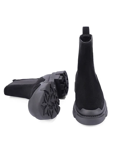 Жіночі черевики челсі MIRATON велюрові чорні(25D05-1) - фото 3 - Miraton