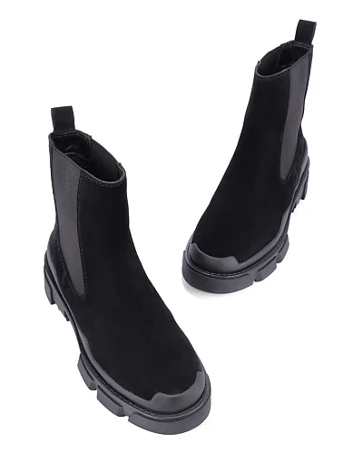 Жіночі черевики челсі MIRATON велюрові чорні(25D05-1) - фото 6 - Miraton