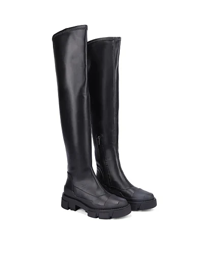Жіночі ботфорти MIRATON шкіряні чорні - фото 3 - Miraton