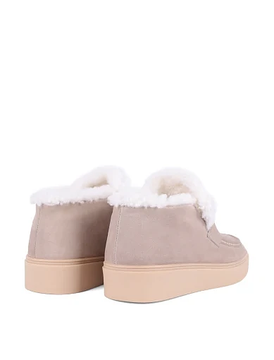 Женские ботинки лоферы Attizzare велюровые бежевые - фото 4 - Miraton