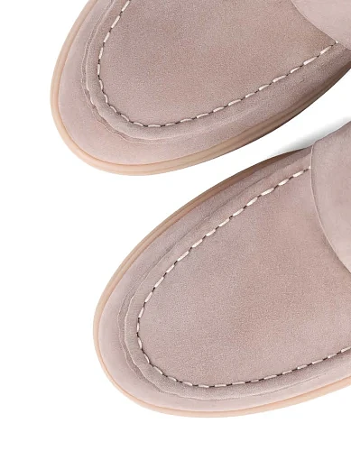 Женские ботинки лоферы Attizzare велюровые бежевые - фото 5 - Miraton