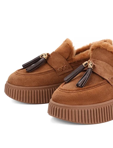 Жіночі туфлі лофери Lorenzo Mari замшеві помаранчеві - фото 6 - Miraton