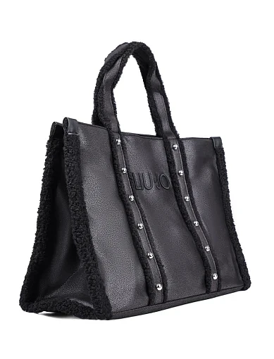 Жіноча сумка тоут LIU JO з екошкіри чорна(2F5027 E0021 22222) - фото 3 - Miraton