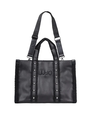 Жіноча сумка тоут LIU JO з екошкіри чорна(2F5027 E0021 22222) - фото 5 - Miraton