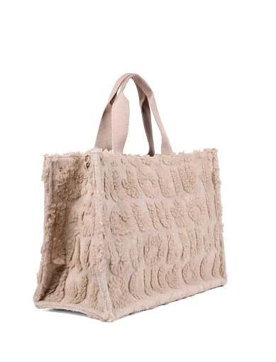 Жіноча сумка тоут LIU JO тканинна бежева(2F5027 T0300 30003) - фото 2 - Miraton