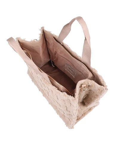 Жіноча сумка тоут LIU JO тканинна бежева(2F5027 T0300 30003) - фото 6 - Miraton