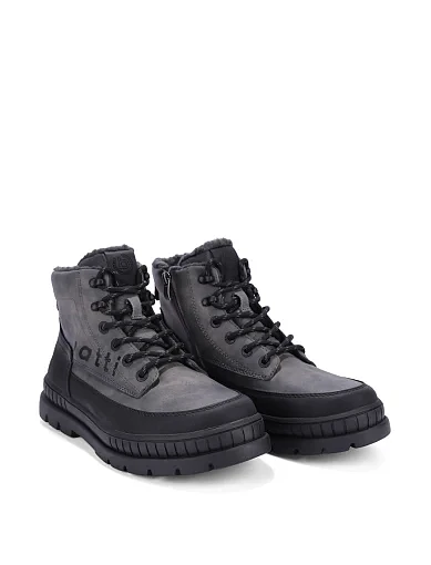 Мужские ботинки Bugatti из экокожи серые - фото 3 - Miraton