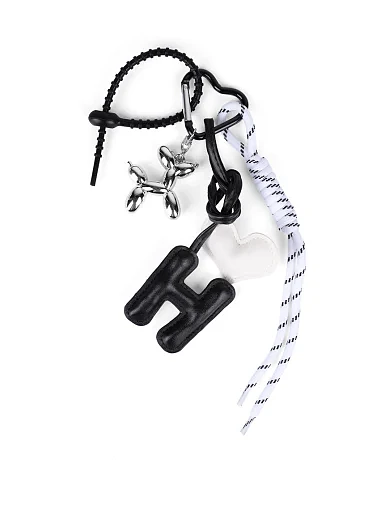 Брелок для сумок черно-белый с подвеской - фото 1 - Miraton