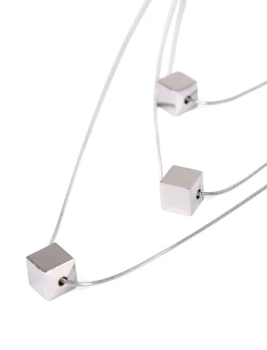 Колье многослойное в серебре - фото 2 - Miraton