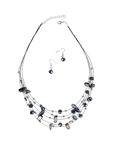 Набор из колье и сережек из разноцветных бусин - фото 1 - Miraton