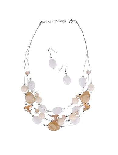 Набор из колье и сережек из разноцветных бусин - фото 1 - Miraton