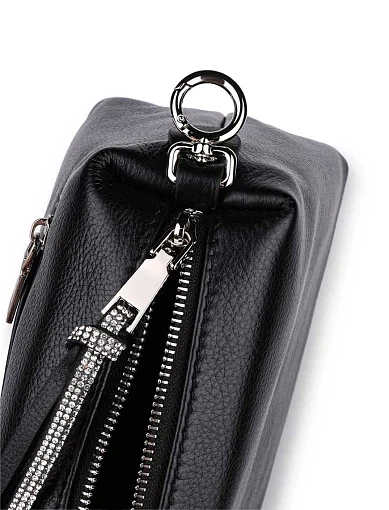 Жіноча сумка через плече шкіряна чорна - фото 6 - Miraton