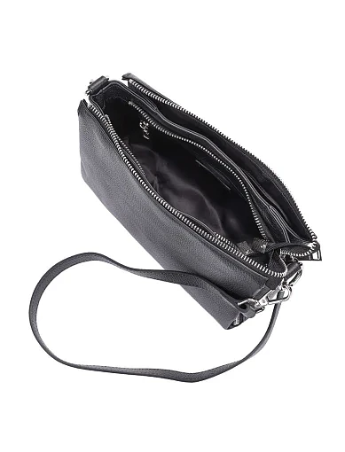 Жіноча сумка через плече шкіряна чорна(8548-1) - фото 6 - Miraton