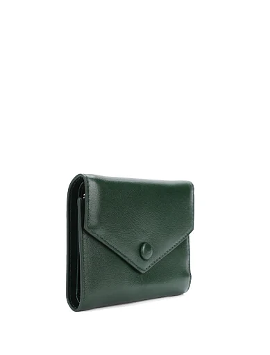 Гаманець-конверт шкіряний зелений на кнопці(6923-2) - фото 2 - Miraton