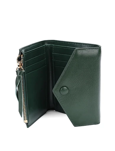 Гаманець-конверт шкіряний зелений на кнопці(6923-2) - фото 4 - Miraton
