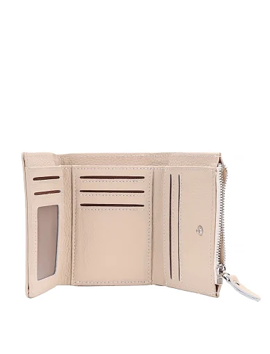 Гаманець на кнопці шкіряний бежевий(2286-2) - фото 4 - Miraton