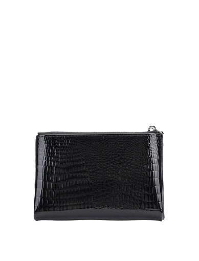 Гаманець лаковий шкіряний чорний з тисненням(8821-1 FW25-26) - фото 3 - Miraton