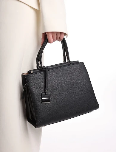 Жіноча сумка тоут шкіряна чорна - фото 2 - Miraton