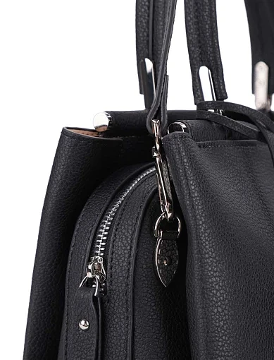 Жіноча сумка тоут шкіряна чорна - фото 6 - Miraton