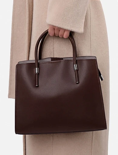 Жіноча сумка тоут шкіряна коричнева(2116-2) - фото 2 - Miraton