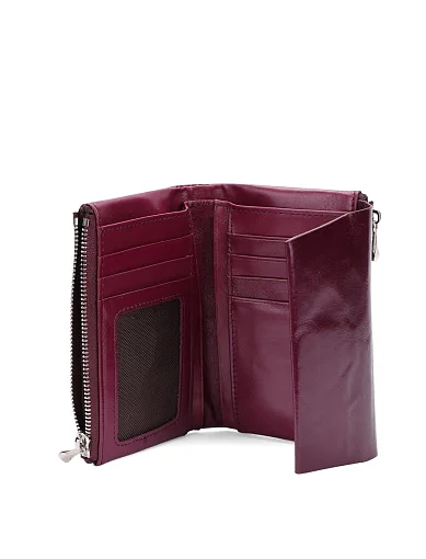 Гаманець на магніті шкіряний бордовий(8052) - фото 4 - Miraton