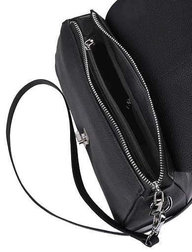 Женская сумка кросс-боди кожаная черная - фото 5 - Miraton