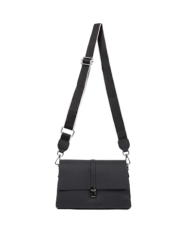 Женская сумка кросс-боди кожаная черная - фото 6 - Miraton