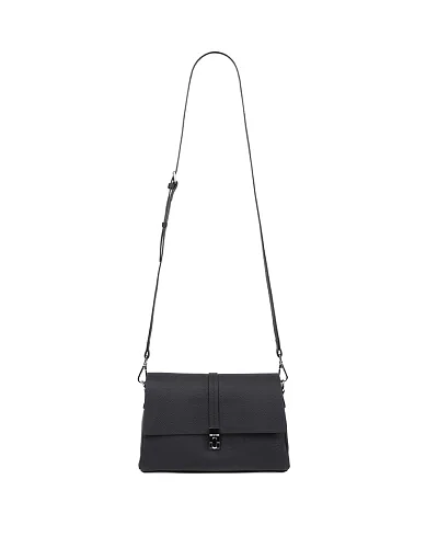 Женская сумка кросс-боди кожаная черная - фото 7 - Miraton