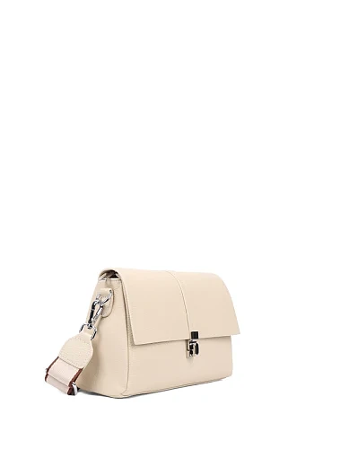 Женская сумка кросс-боди кожаная молочного цвета - фото 2 - Miraton