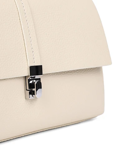 Женская сумка кросс-боди кожаная молочного цвета - фото 4 - Miraton