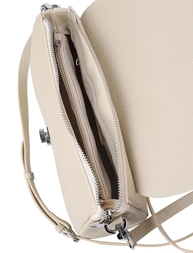 Женская сумка кросс-боди кожаная молочного цвета - фото 5 - Miraton