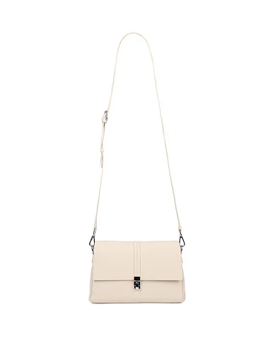 Женская сумка кросс-боди кожаная молочного цвета - фото 7 - Miraton