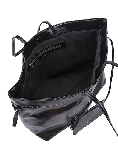 Жіноча сумка шоппер шкіряна чорна(89-8775-1) - фото 6 - Miraton